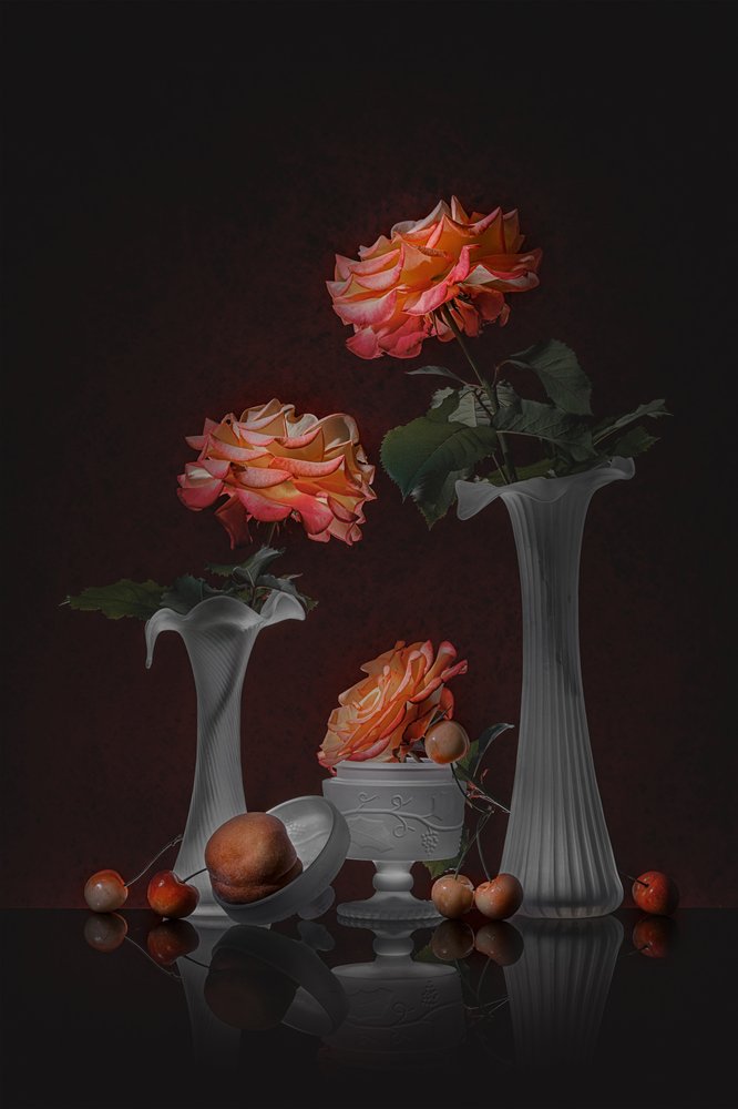 Elegancka martwa natura z różami autorstwa Lydia Jacobs