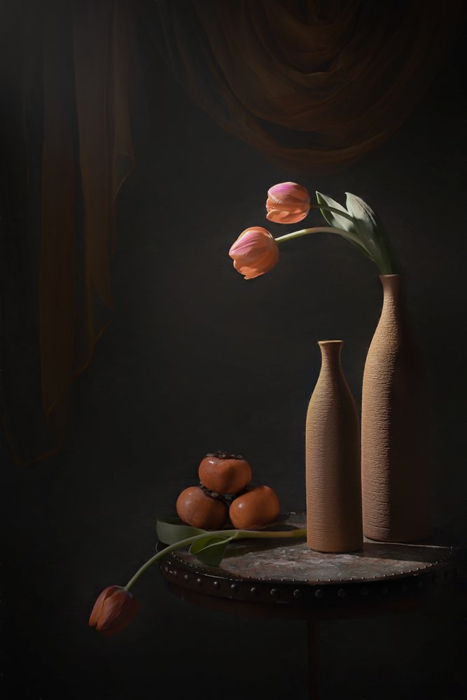 Melancholijne tulipany i owoce autorstwa Lydia Jacobs