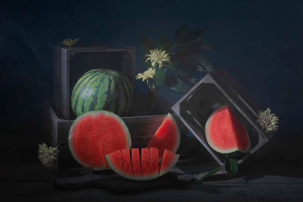 Nastrojowa martwa natura z arbuzem autorstwa Lydia Jacobs