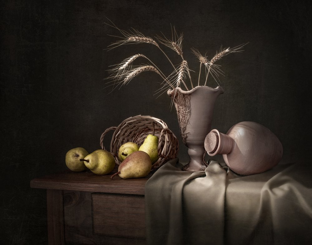 Rustykalna martwa natura z plonami autorstwa Margareth Perfoncio
