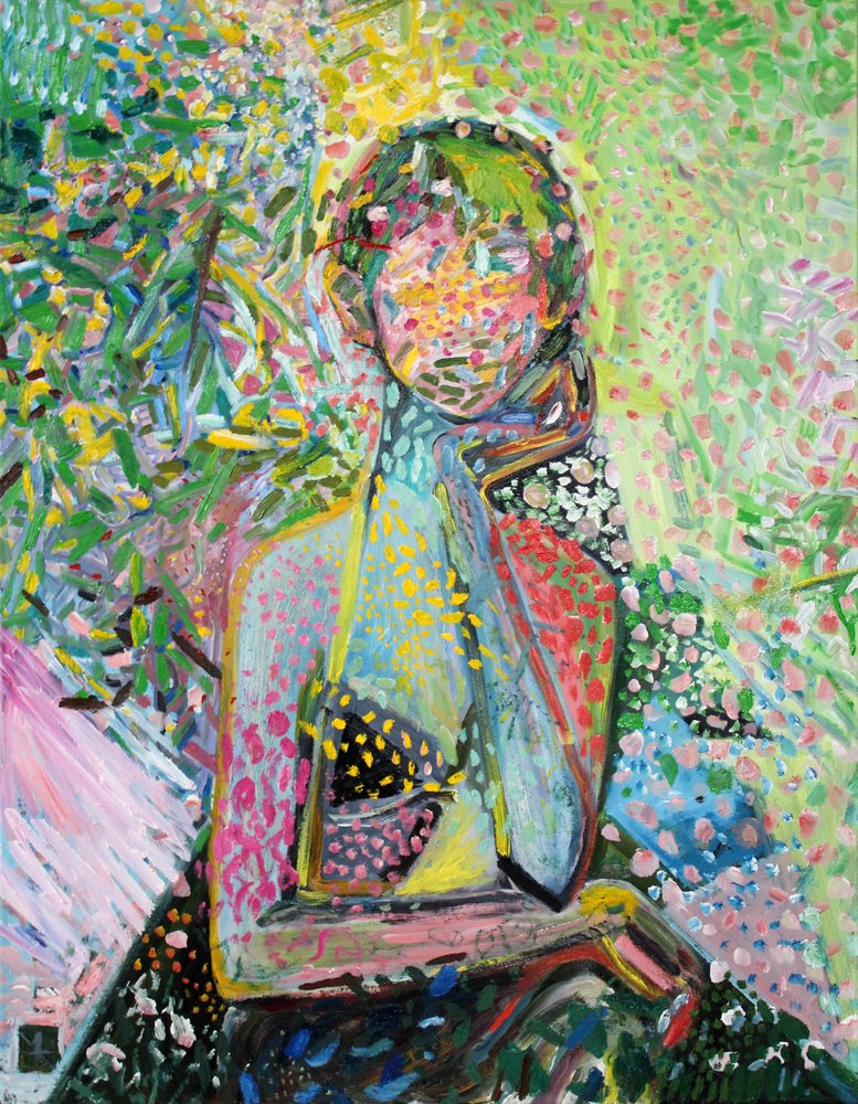 Kolorowy portret w ogrodzie autorstwa Marina Nelson
