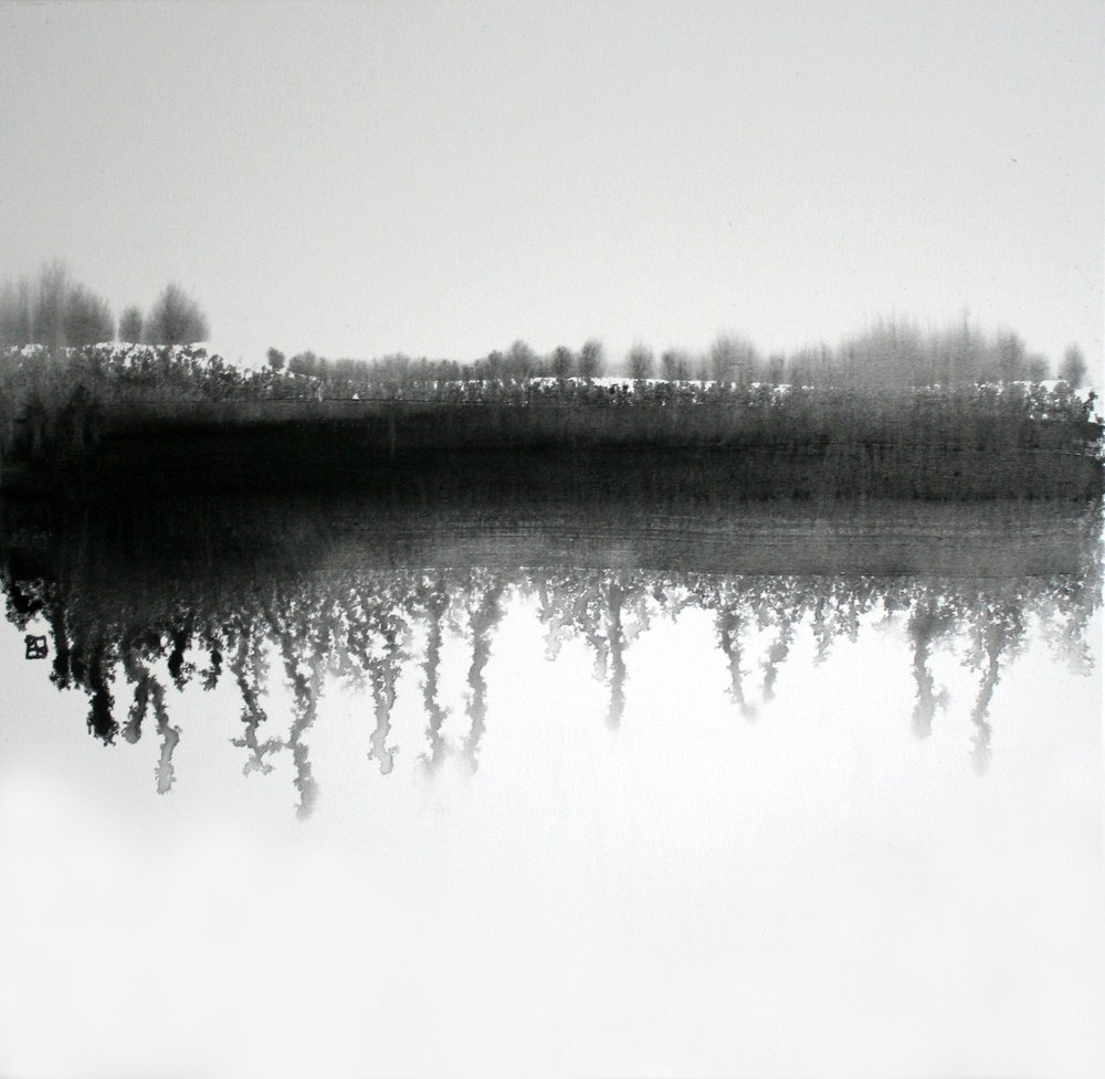 Monochromatyczne odbicie lasu autorstwa Marina Nelson