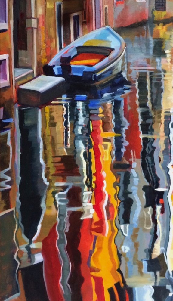 Refleksje z „Blue Boat” autorstwa Maxine Shore