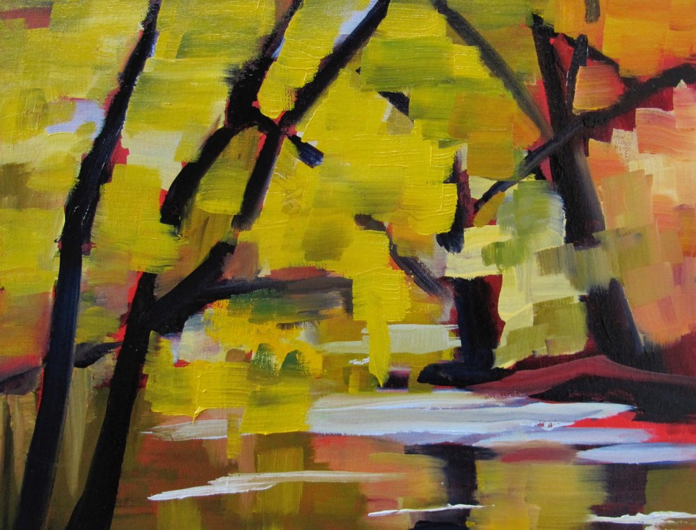 Złote jesienne refleksje autorstwa Maxine Shore