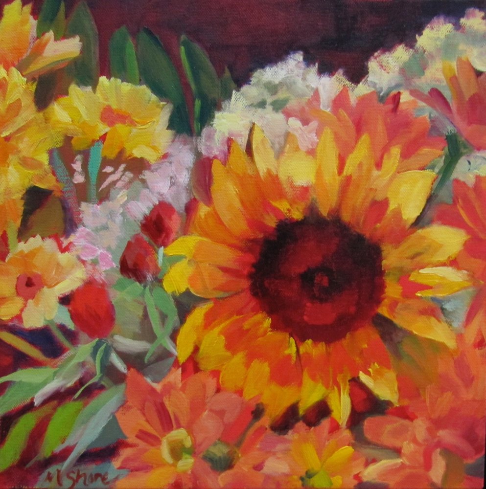 Bukiet ze złocistych słoneczników autorstwa Maxine Shore