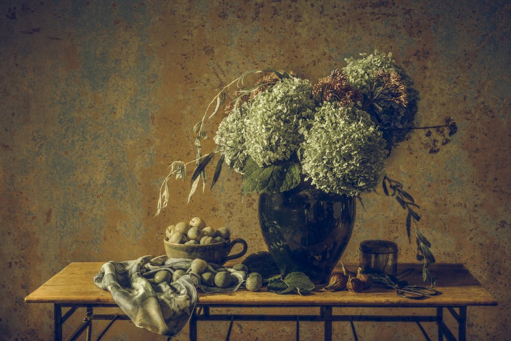 Nastrojowa rustykalna martwa natura autorstwa Monique van Velzen