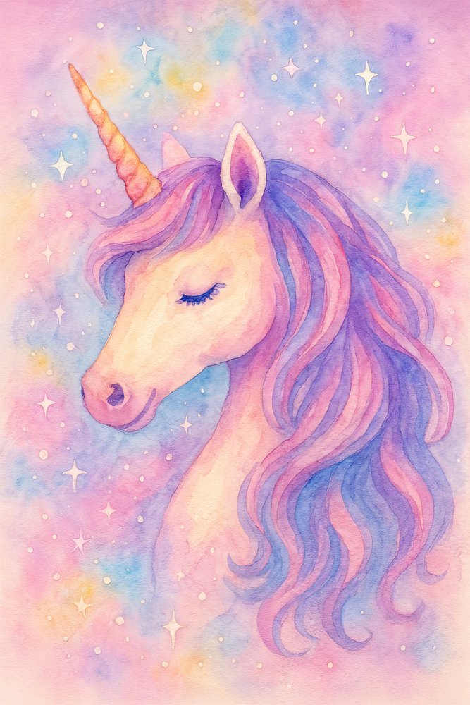 Marzycielska pastelowa jednorożec autorstwa Natalie Bruns