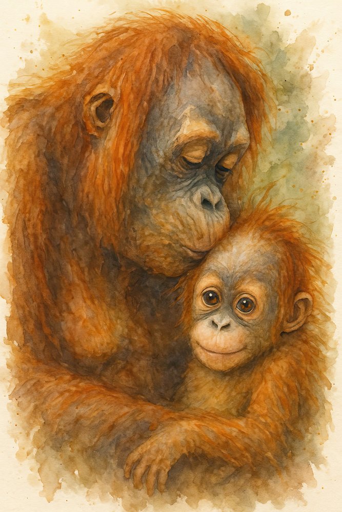 Czuły uścisk orangutana autorstwa Natalie Bruns