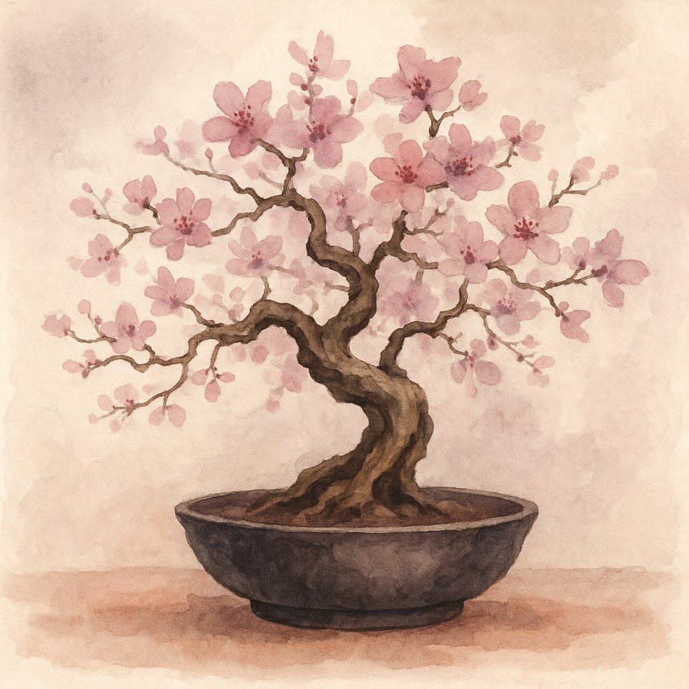 Bonsai z różową wiśnią autorstwa Natalie Bruns