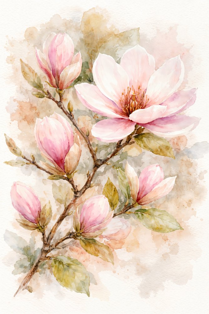 Różowe kwiaty magnolii autorstwa Natalie Bruns