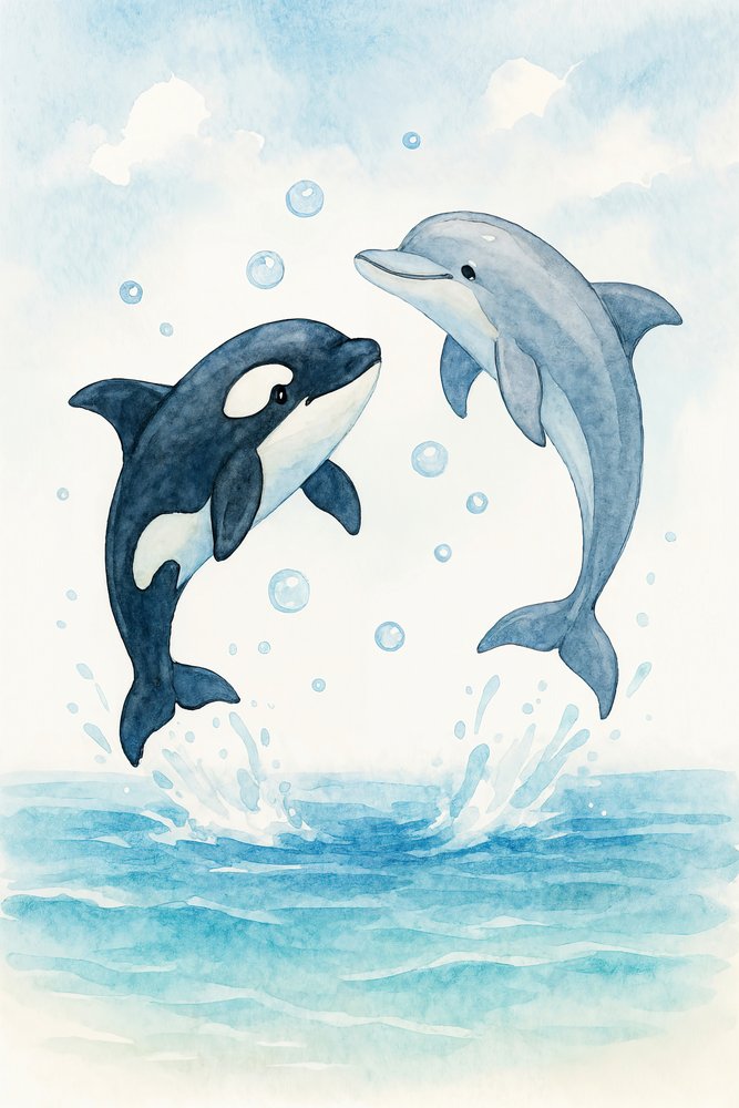Figlarny delfin i orka autorstwa Natalie Bruns