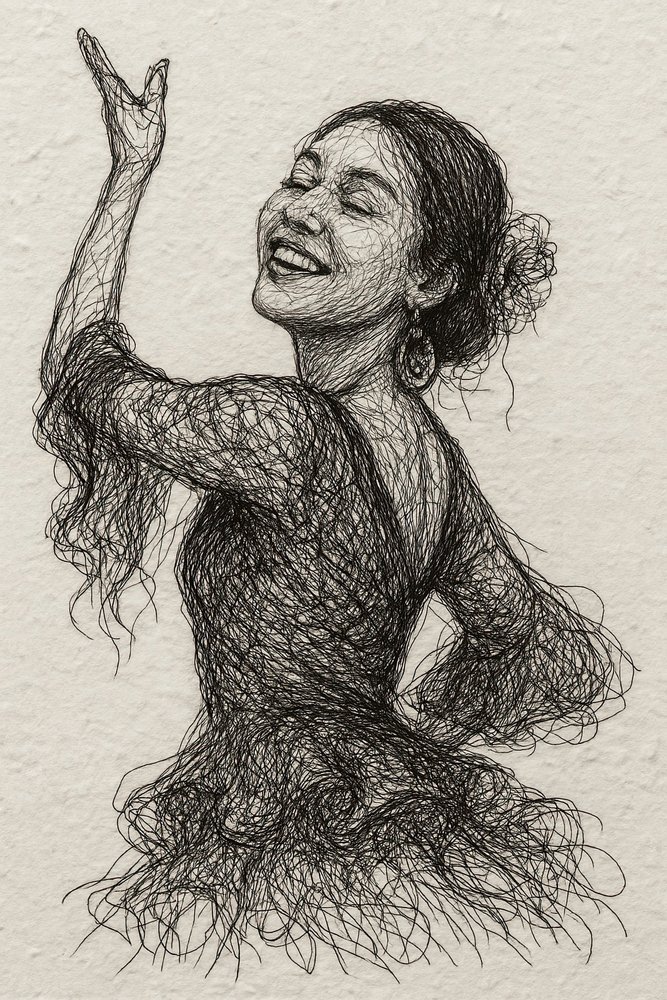 Uśmiechnięta tancerka flamenco autorstwa Natalie Bruns