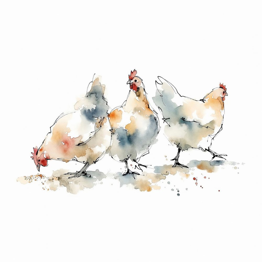Kury z farmy Watercolor autorstwa Natalie Bruns