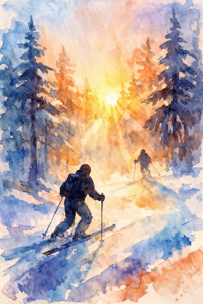 Narciarze o świcie autorstwa Natalie Bruns