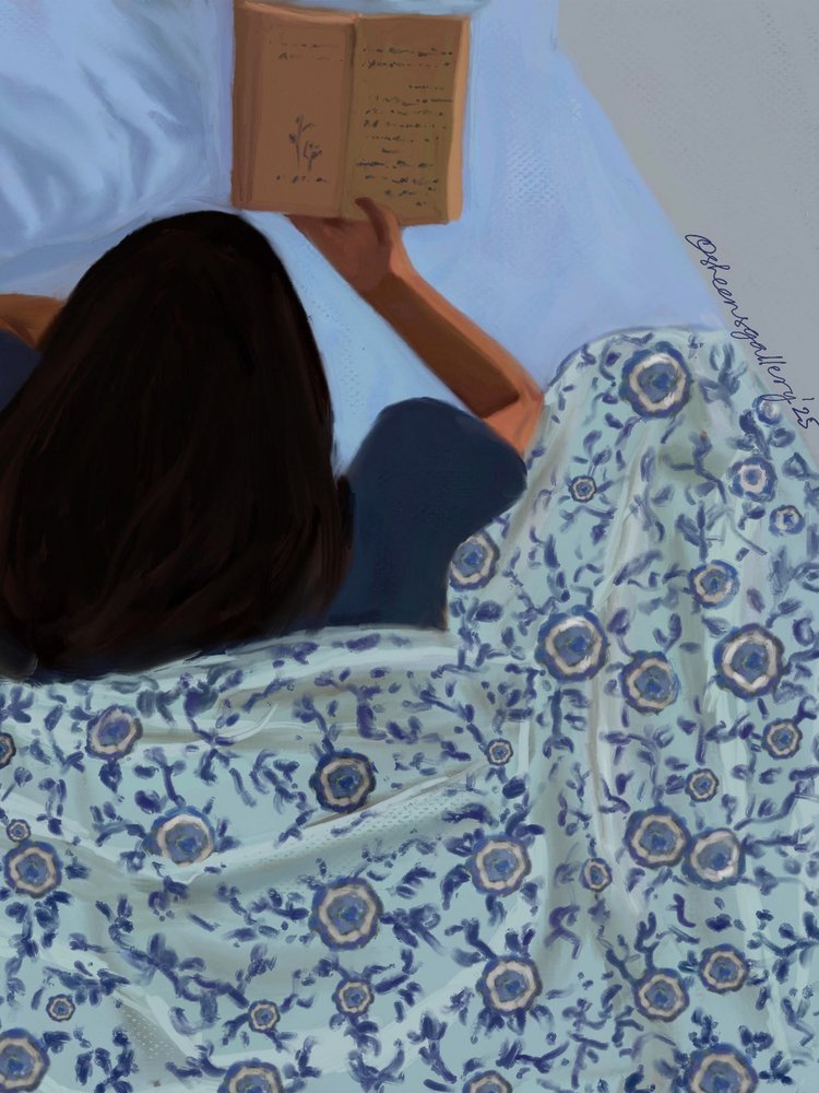 Przytulne czytanie w łóżku autorstwa Osheensgallery