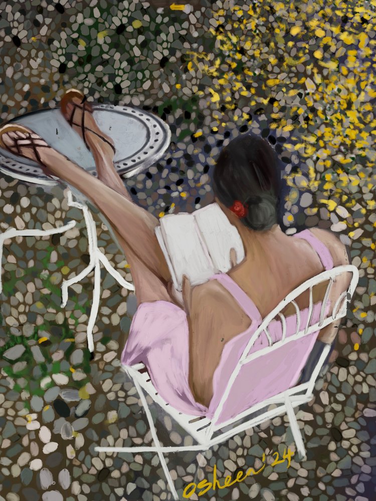 Spokojna lektura na patio autorstwa Osheensgallery