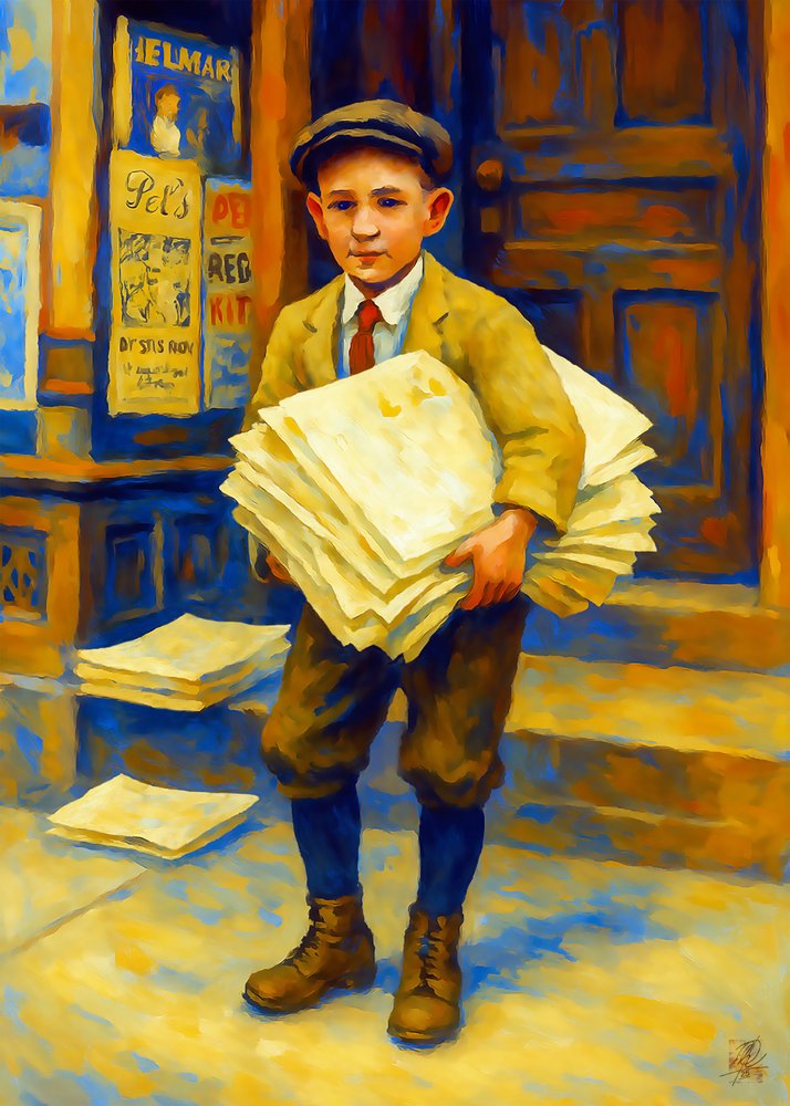 Portret gazeciarza w stylu vintage autorstwa Osvaldo Russo