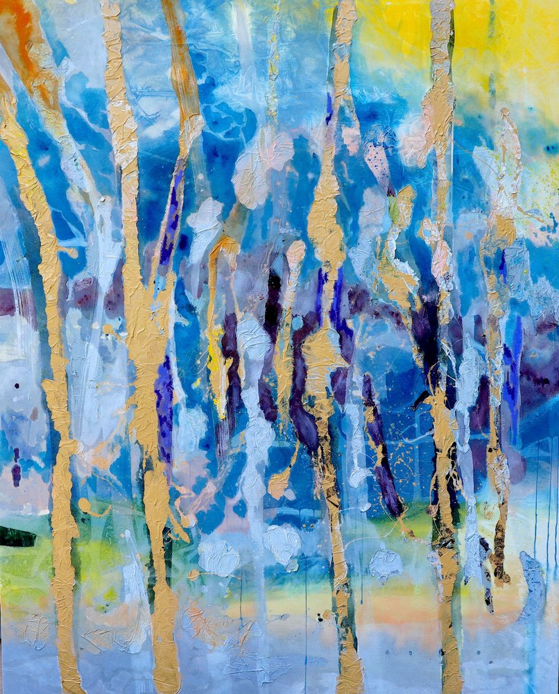 Żywa złota abstrakcja autorstwa POOVI ART