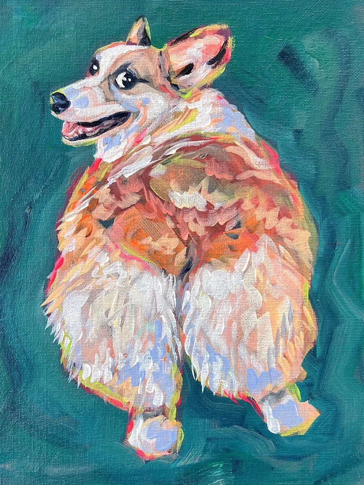 Pełen energii corgi autorstwa Pauline Wegman | Key and Sea Creative