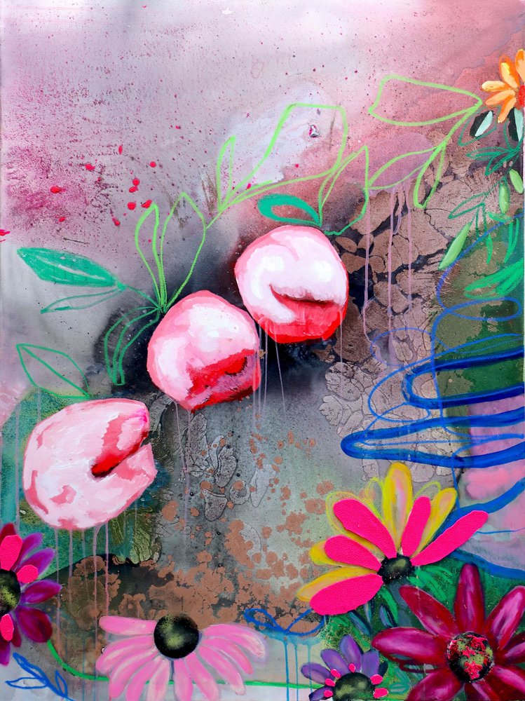 Żywe, abstrakcyjne kwiaty autorstwa Poonam Choudhary