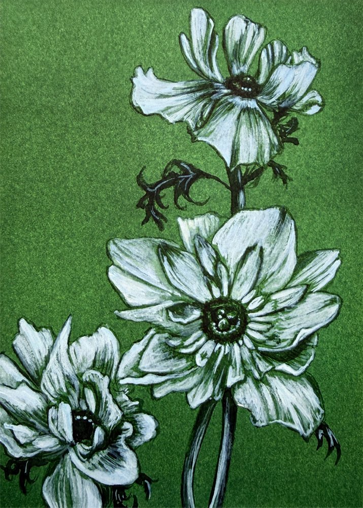 Upiorne zielone kwiaty autorstwa Renee Machan Cottagecore Artist