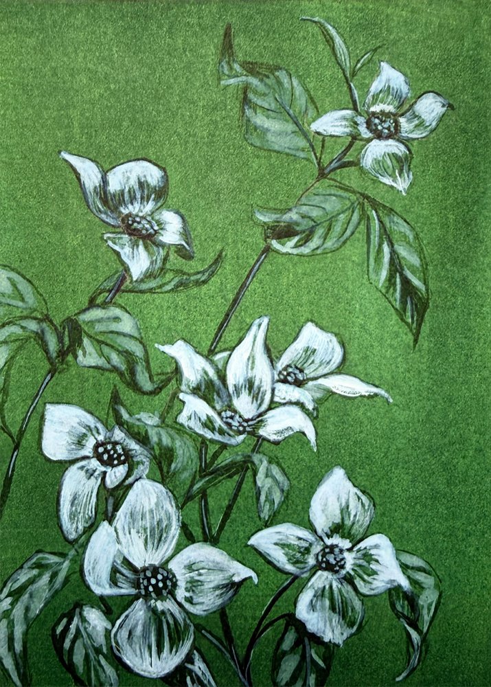 Zielone botaniczne kwiaty autorstwa Renee Machan Cottagecore Artist