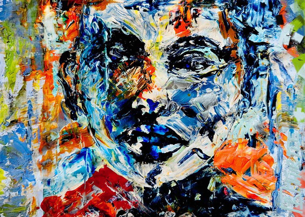Żywy, abstrakcyjny portret autorstwa Robert Thirtle