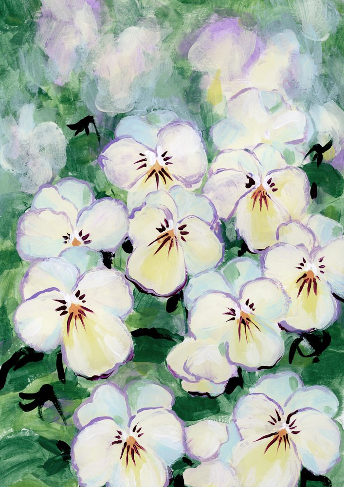 Delikatne kwiaty bratków autorstwa Rosana Laiz Blursbyai