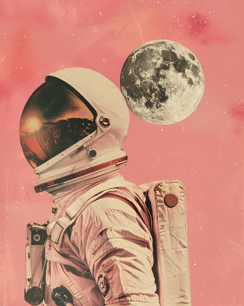 Astronauta – zachód słońca na Księżycu autorstwa Samantha Hearn