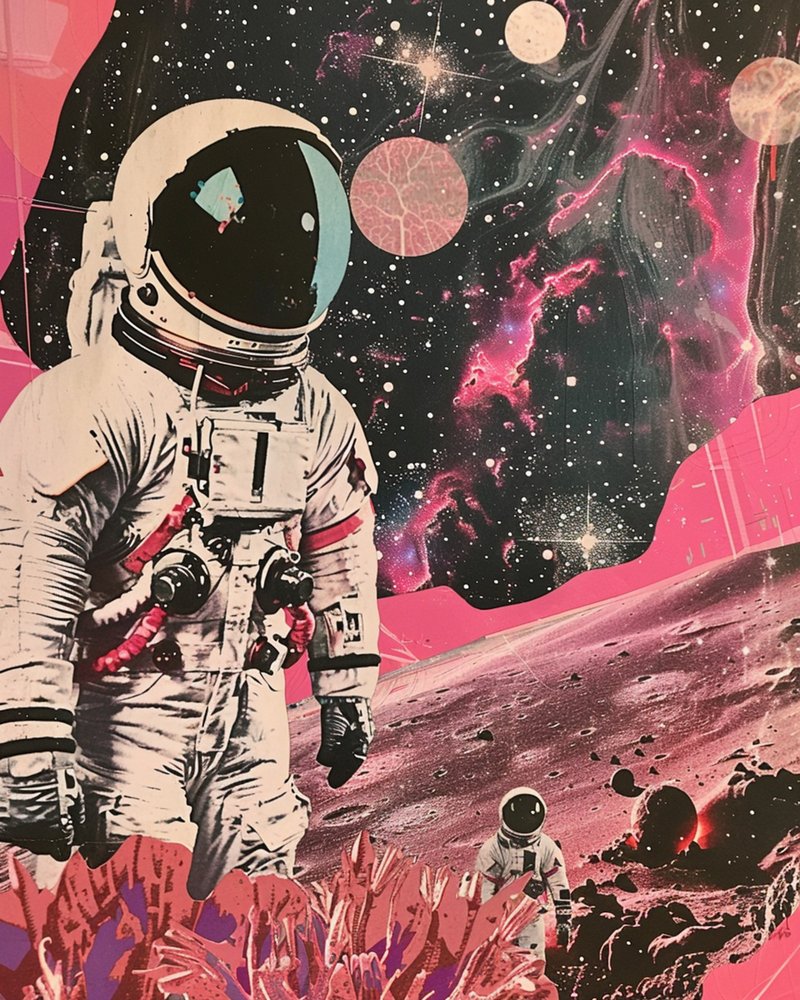 Kosmiczny różowy astronauta autorstwa Samantha Hearn