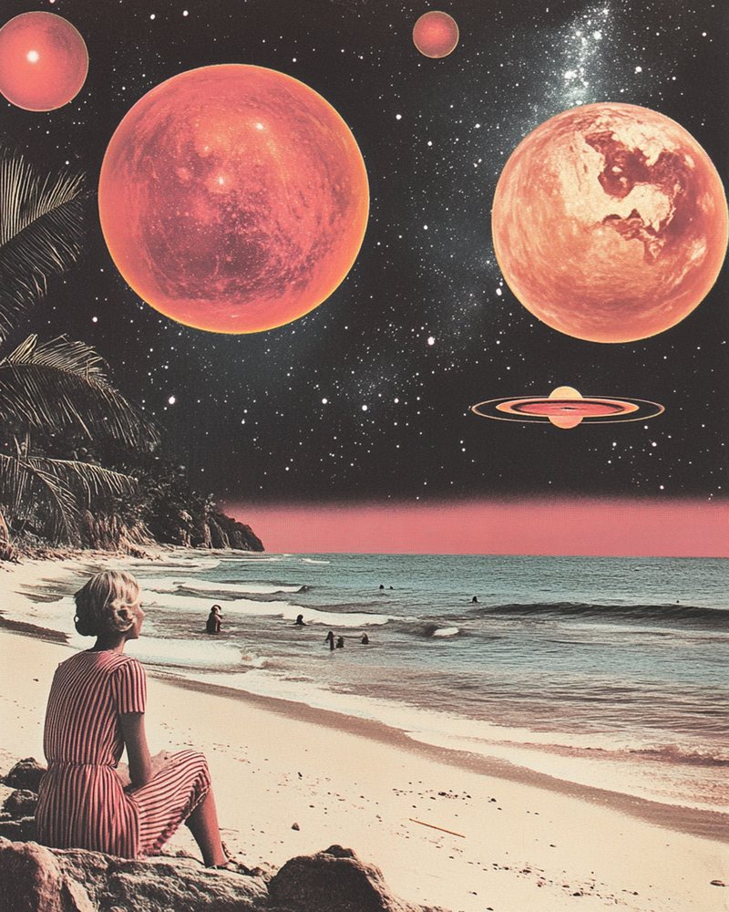 Retro Kosmiczna Plaża autorstwa Samantha Hearn