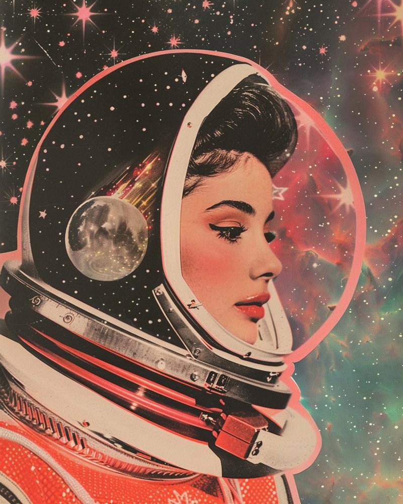 Kobieta z kosmosu w stylu retro autorstwa Samantha Hearn