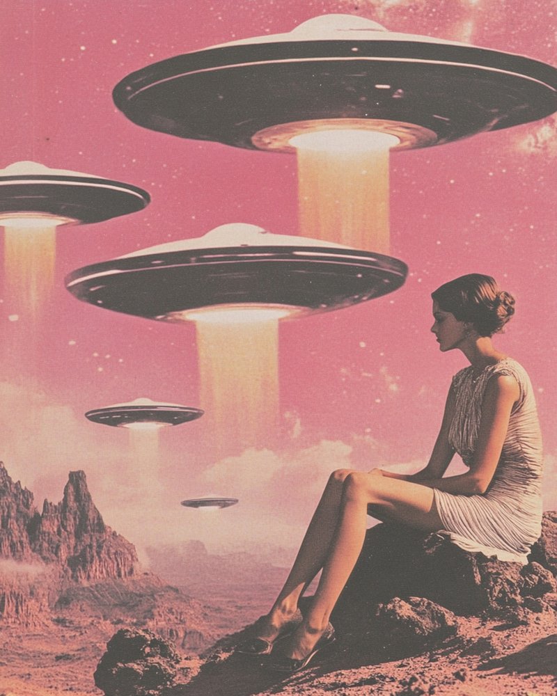 Kobieta widzi różowe UFO autorstwa Samantha Hearn