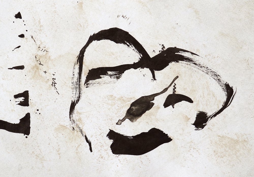 Abstrakcyjny portret tuszem autorstwa Santhosh ch