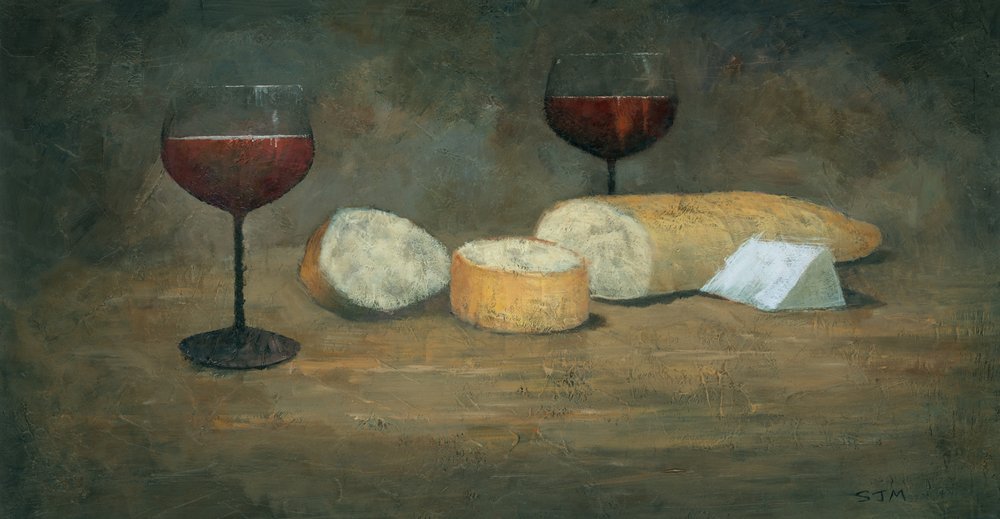Czerwone wino i ser autorstwa Steve Mitchell