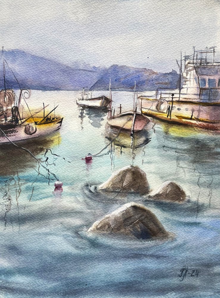 Łodzie Calm Harbor autorstwa Tanya Lundmark