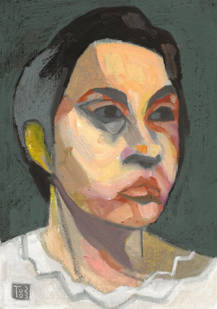 Wyrazisty portret kobiety autorstwa Tore Bahnson