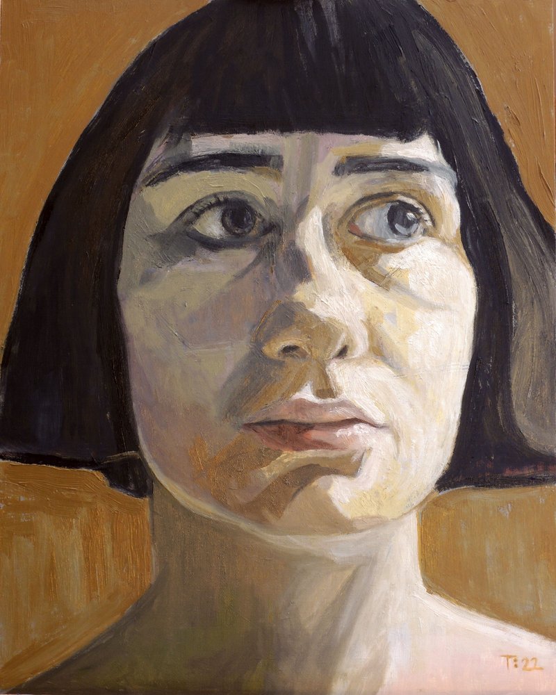 Portret zamyślonej kobiety autorstwa Tore Bahnson