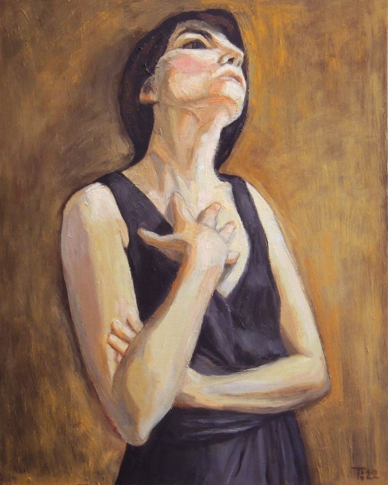 Portret zamyślonej kobiety autorstwa Tore Bahnson