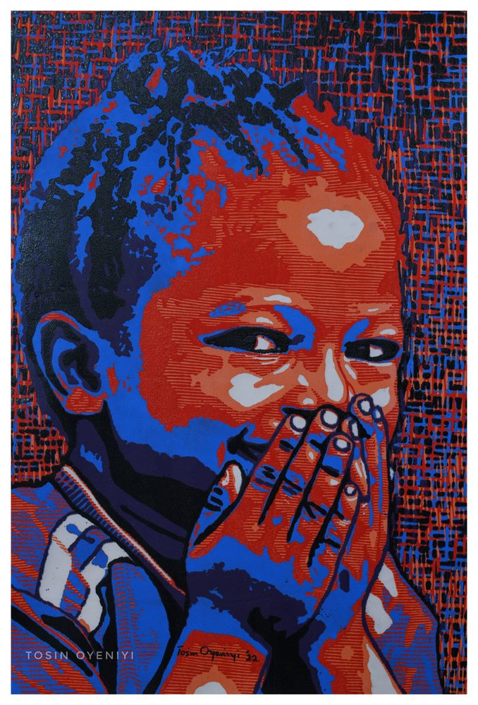 Portret śmiejącego się chłopca autorstwa Tosin Oyeniyi