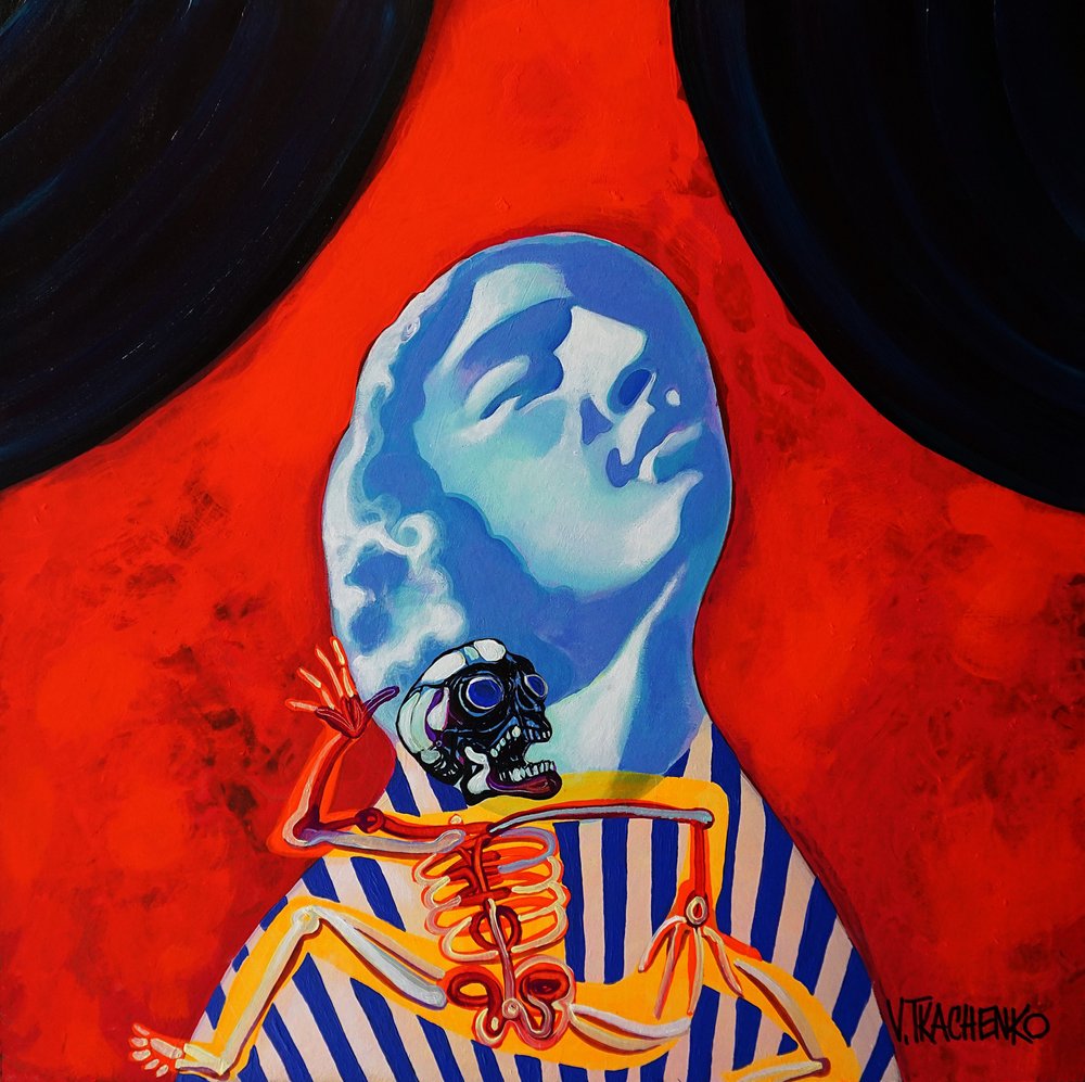 Surrealistyczna niebieska czaszka autorstwa Victor Tkachenko