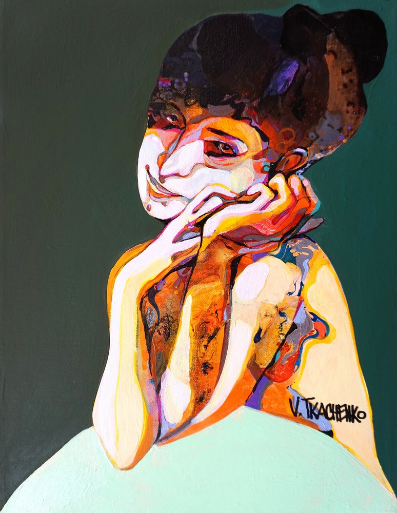 Żywy, abstrakcyjny portret autorstwa Victor Tkachenko