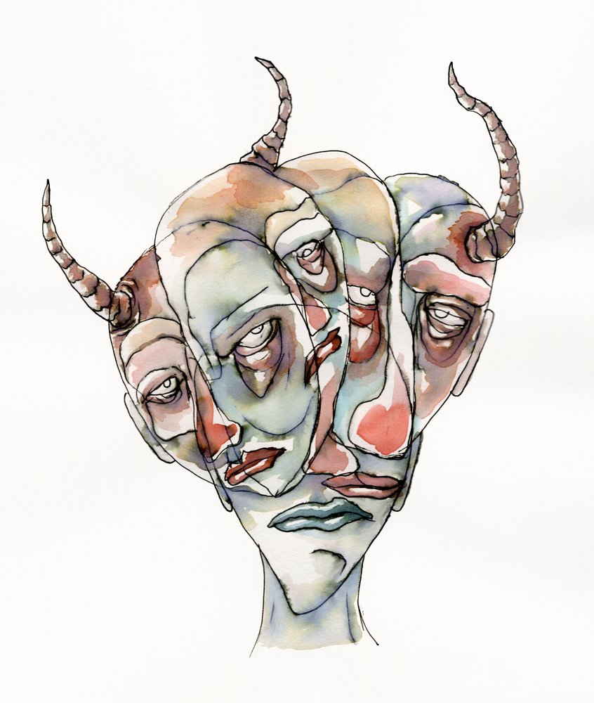 Wiele surrealistycznych twarzy autorstwa Wildemar Doomgriever