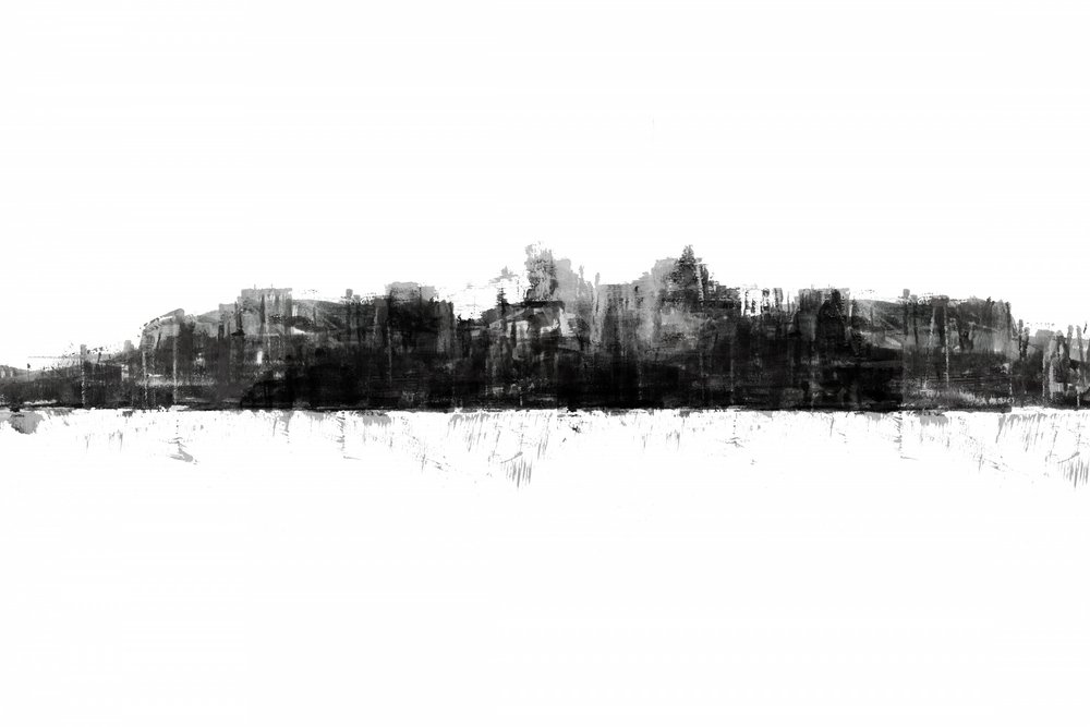 Monochromatyczna sylwetka miasta autorstwa cartissi