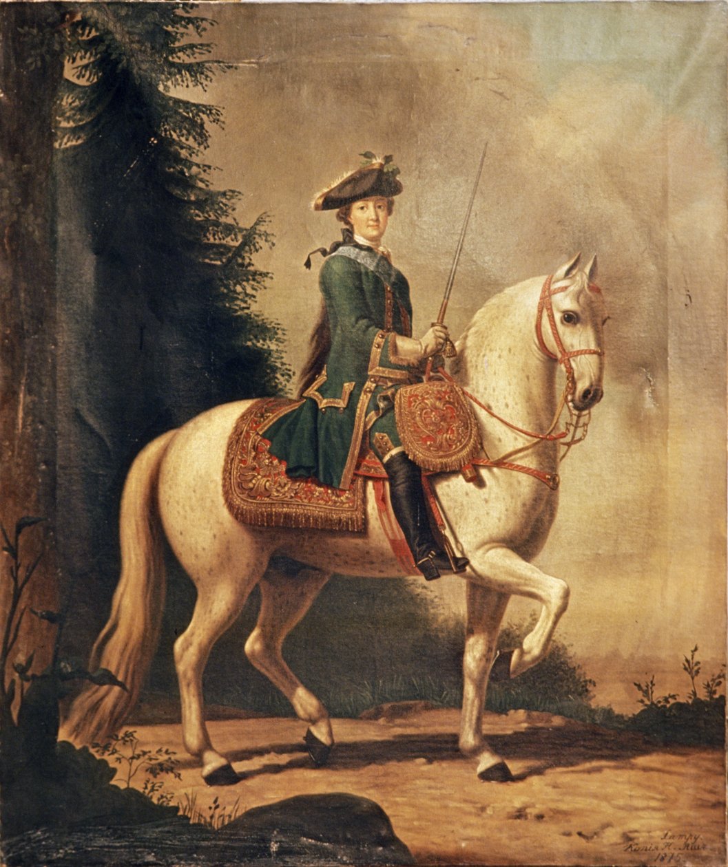 Kopia obrazu Katarzyny Wielkiej na koniu z 1875 r. autorstwa V, Eriksen, 1762 r. autorstwa Unknown