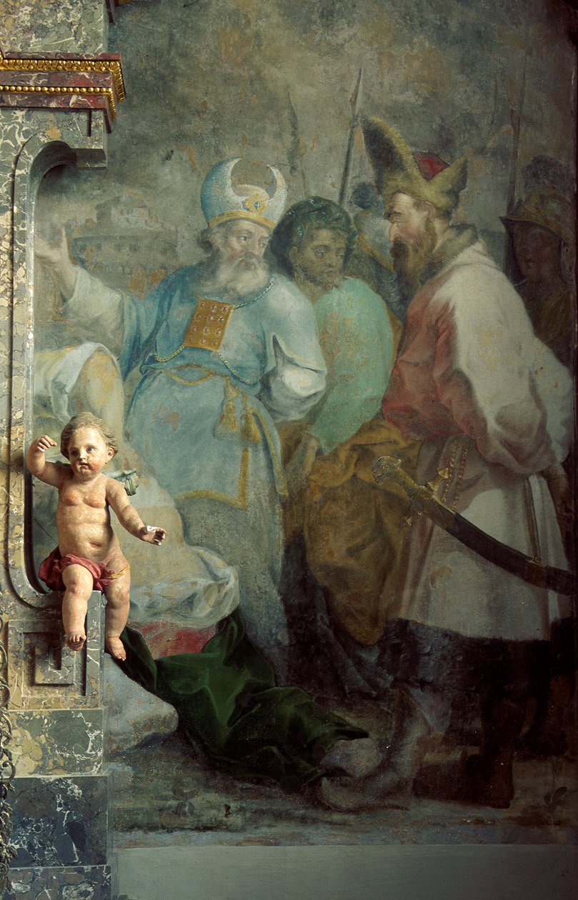 Aniołek i fresk autorstwa Unknown