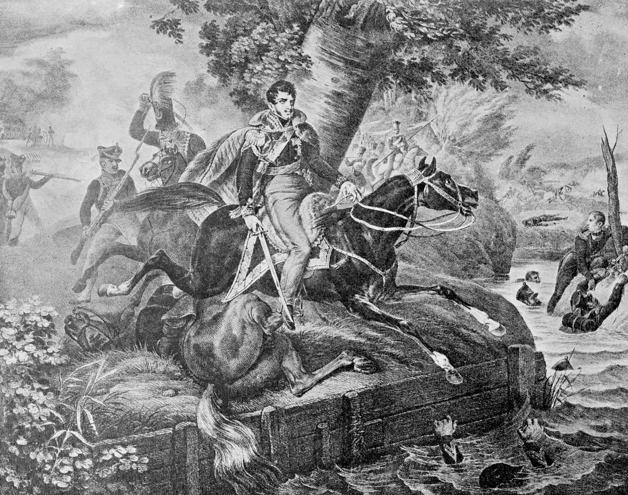 Śmierć Józefa Poniatowskiego w bitwie pod Lipskiem, 1813 autorstwa Unknown