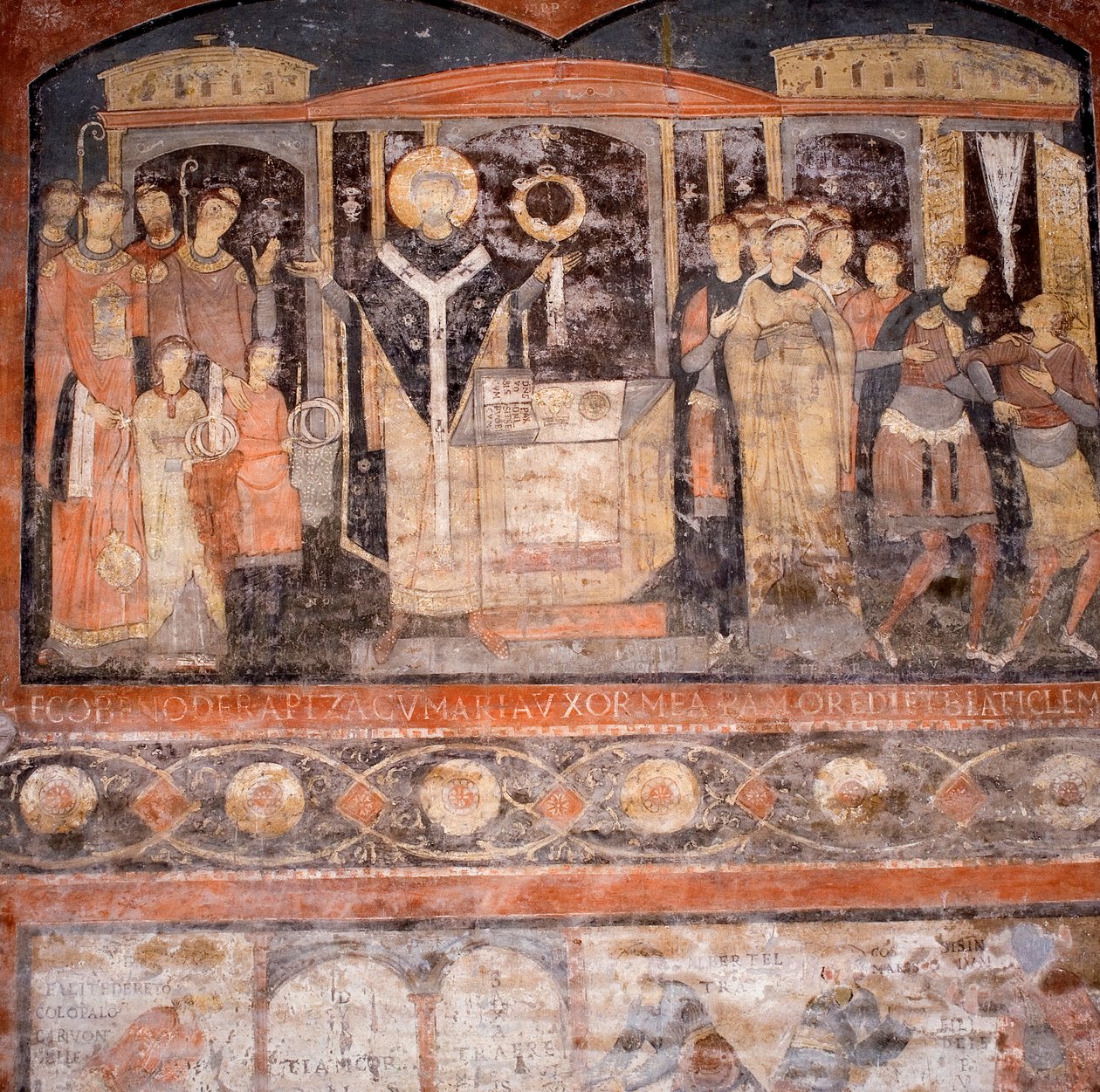 Fragment fresku z VI wieku przedstawiający św. Klemensa odprawiającego mszę (zob. też 408799) autorstwa Unknown