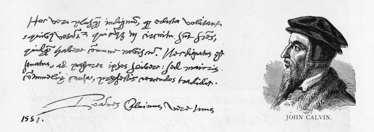 Pismo i podpis Jana Kalwina, 8 grudnia 1551 autorstwa Unknown