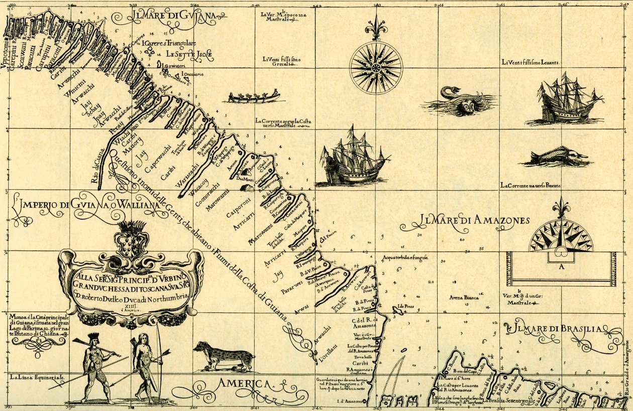 Mapa wybrzeża Gujany, 1646-47 autorstwa Unknown